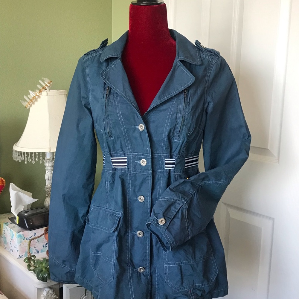 FREE PEOPLE Blue Cotton Jacket Coat